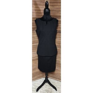 Cabi Black Size 10 Sleeveless Sheath Solid Classic Peplum Wiggle Skirt & Top Set